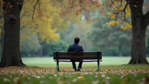 Person sitting alone on a park bench