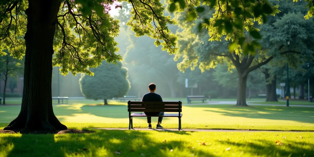 Person sitting on a bench in a park